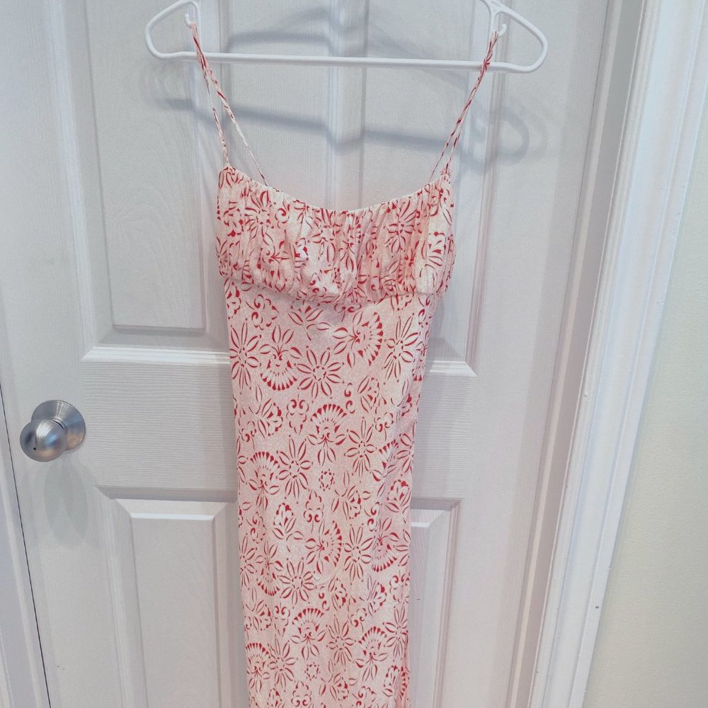 TRISTAN Spaghetti Strap Elegant Summer Dress.  Size 1.  Red / light pink design